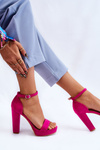 Suede Sandals On Heel Fuchsia Spectacular