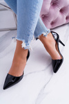 Women's Stilettos Black Lacquered Cutout Miss Eli
