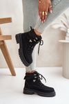 Damskie Sznurowane Trapery Botki Czarne Rabaria