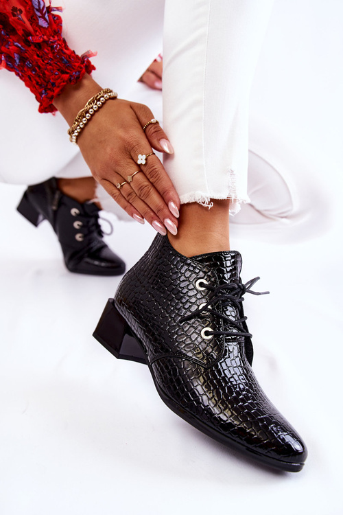 Women's Boots With A Crocodile Pattern Black Farrah