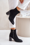 Warm Women's Ankle Boots on Heel Eco Suede Black Gudra