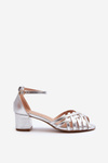 Women's Sandals in Faux Leather with Low Heel Silver Monsha