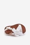 White Kids' Patent Sandals with Bow and Velcro Strap Joratia