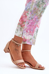 Leather Heeled Sandals Smooth Beige Inspire Me!