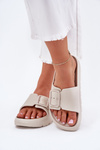 Women's Foam Platform Sandals With Buckle Beige Viasara