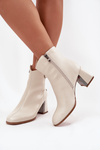 Insulated leather ankle boots with heel Maciejka K7203-04 beige