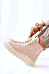 Suede High Platform Sneakers Beige Meniphise