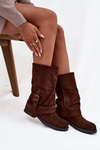 Women's Boots With Turned Shaft To Mid Calf With Clasp Chocolate Minelle