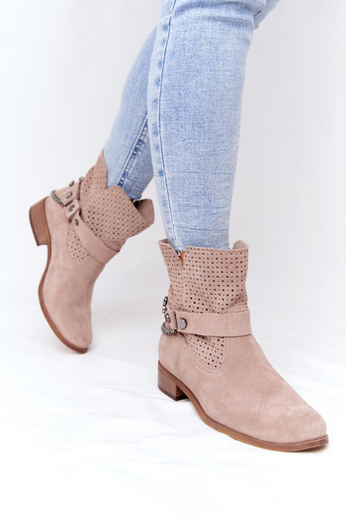 Openwork Spring Boots Lewski Shoes 2905-0 Beige