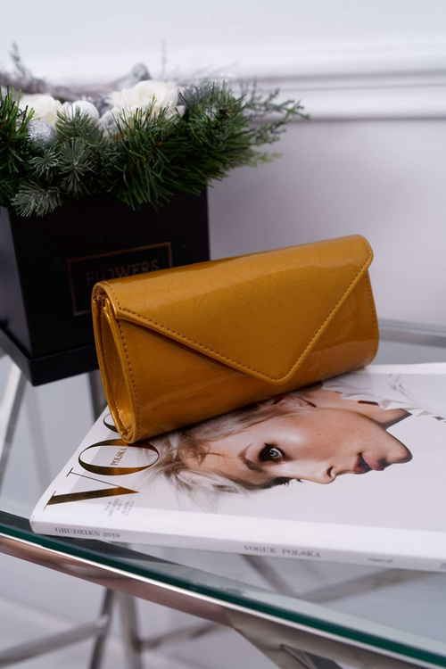 Women's Purse Mustard Lacquered Clutch Bag
