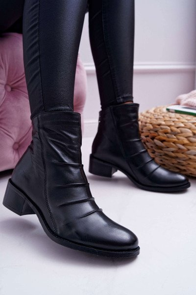 Women's Boots Black Flat Heel Natural Leather Laura Messi