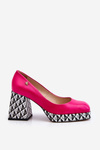 Fashionable Leather Pumps Laura Messi 2599 Fuchsia