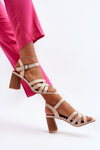 Women's Beige Sandals on a Heel Opifiana