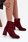 Women's Ankle Boots Made of Natural Suede on Heel Lined D&A CR52-718 Bordeaux