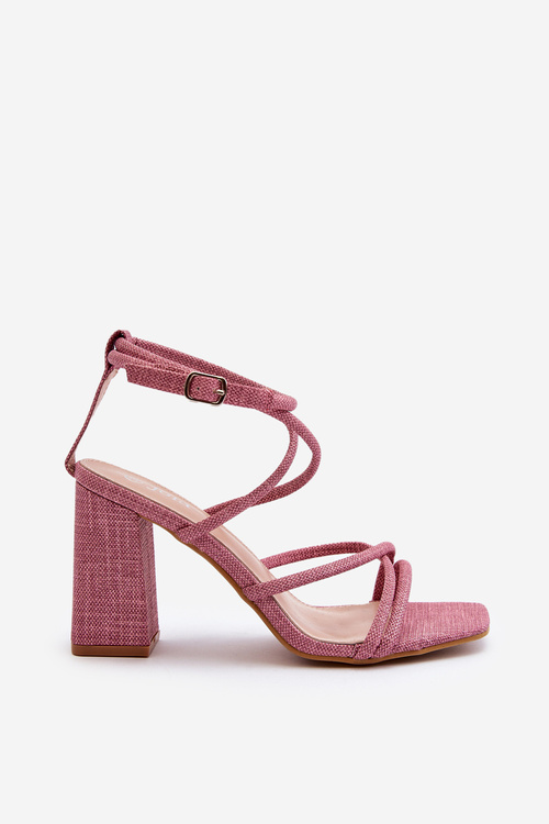 Pink Strappy Sandals with Block Heel Herfiana