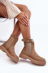 Leather Ankle Boots with Massive Sole Beige Ozaro