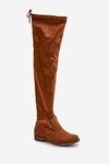 Knee High Flat Heel Boots Made Of Eco Suede Camel Linnithia