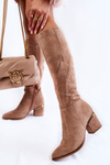 Classic Suede Boots With Zipper Beige Leyette