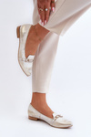 Leather Ballerinas with Zazoo 2885 Gold-White Embellishment