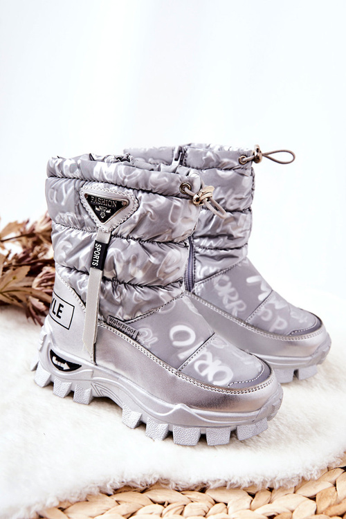 Children's Warm-up Snowboots with zip Silver Cleome