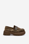 Women's Velvet Moccasins with Decoration Dark Green Wendreda