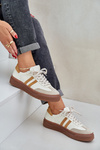 Zazoo N1068S6 Leather Low Sneakers Women On Platform Beige