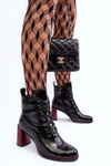 Lacquered Lace-Up Boots on Heel SBarski MR870-15 Black
