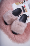 Women's Flip Flops with Fur Beige NiceFur