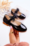 Lacquered Children's Ballerinas With Velcro Black Carla