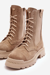 Women's Suede Ankle Boots Lace-Up Beige Nicole 2836