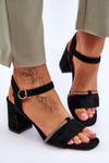 Women's Suede Low Heel Sandals Black Loredo