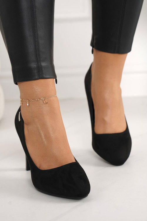 Classic Women's Pumps On A Block Heel Suede Black Eliana