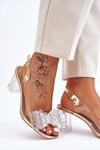 Fashionable Transparent Sandals With Bow Gold Ariella