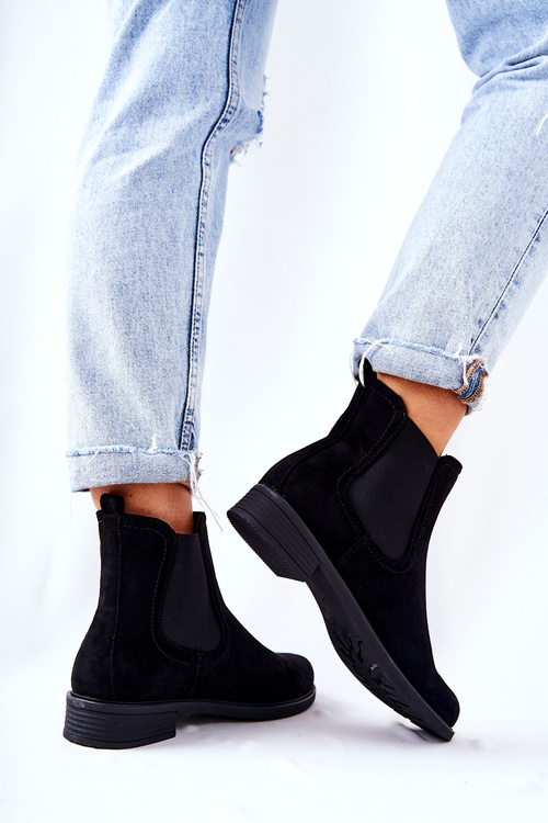 Suede Lace-up Boots Black Astate