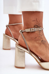 Leather Pumps with Decorative Strip Gold Lirosa
