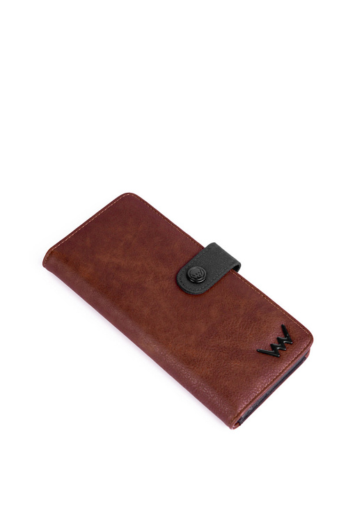 Women's Leather Zip Wallet Brown and Black Florience