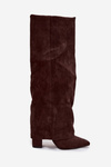 Insulated Women's Boots with Turned Cuff on Heel Eco Suede Chocolate Elivira