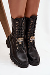 Women's Workery Boots with Decoration Black Jorayne