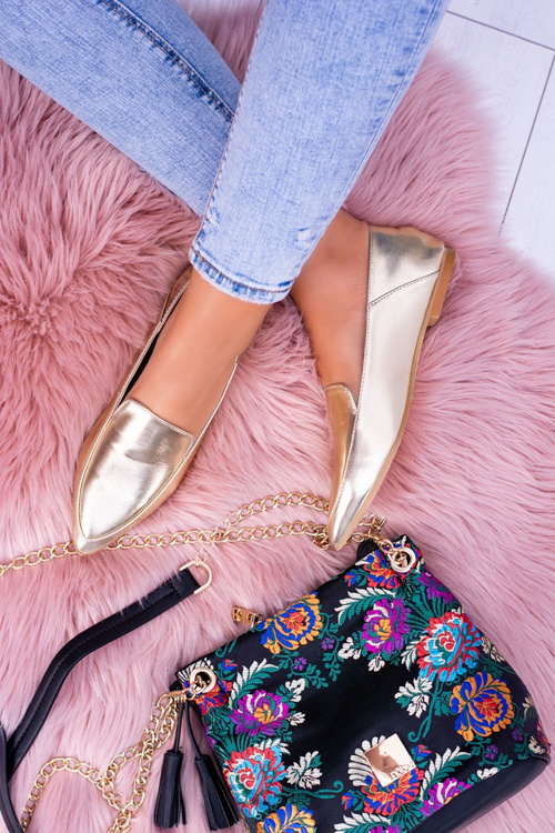 Gold Mirrored Mokassins Women's Lu Boo Mireldo