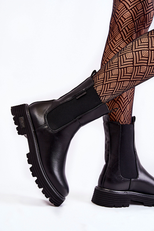 Botki Sztyblety Wysokie Ocieplane Wsuwane Czarne Big Star KK274500