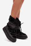 Women's Snow Boots With Fur And Lacing On Platform Black Marinna