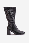 Insulated heeled boots eco leather mid-calf black Ellithira