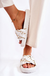Women's Leather Slippers With A Chain White Soline