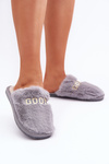 Women's Slippers With Fur And Writing Gray Kalelia