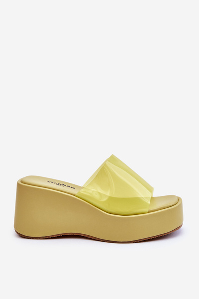 Women's Transparent Wedge Slippers Light green Eliane