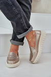 Womens Leather Moccasins On Platform And Wedge Rose Gold Elanindel