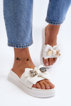Women's Flip Flops with Bow and Teddy Bear White Katterina