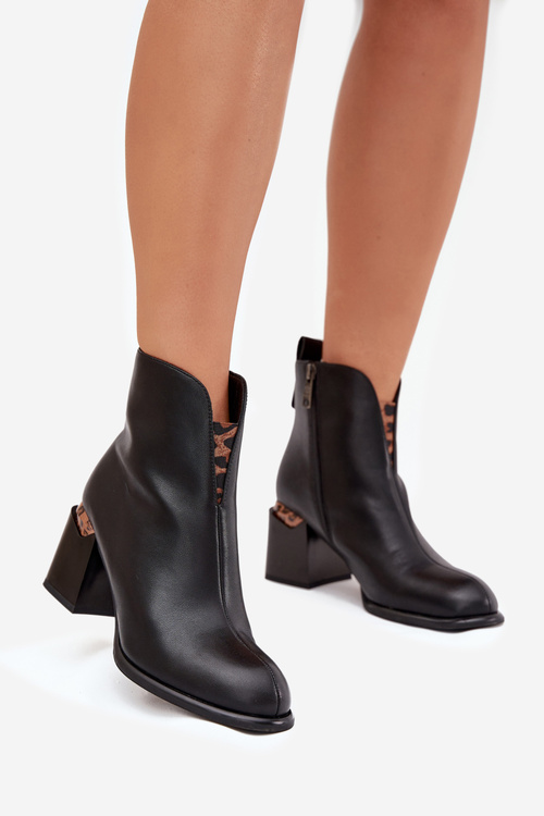 Leather Women's Ankle Boots Vinceza 66811 Black