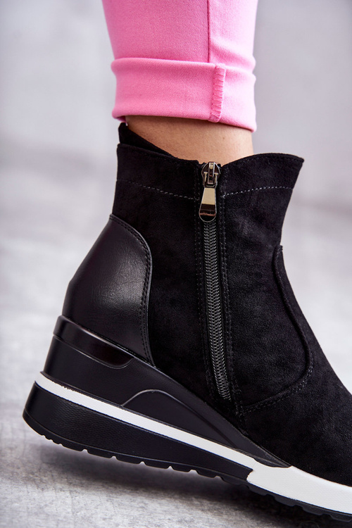 Damskie Sneakersy Na Koturnie Czarne Rita