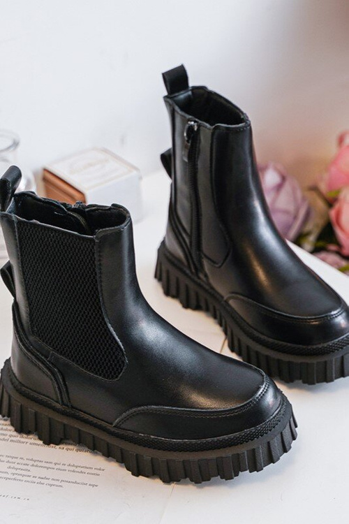 Children's Boots with Zipper Lined Black Jolynn